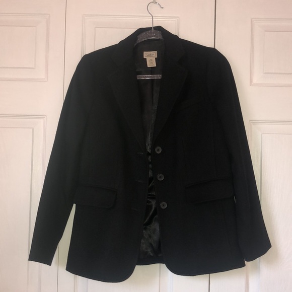 L.L. Bean Wool Cashmere Black Blazer Jacket sz 6 - Picture 4 of 14